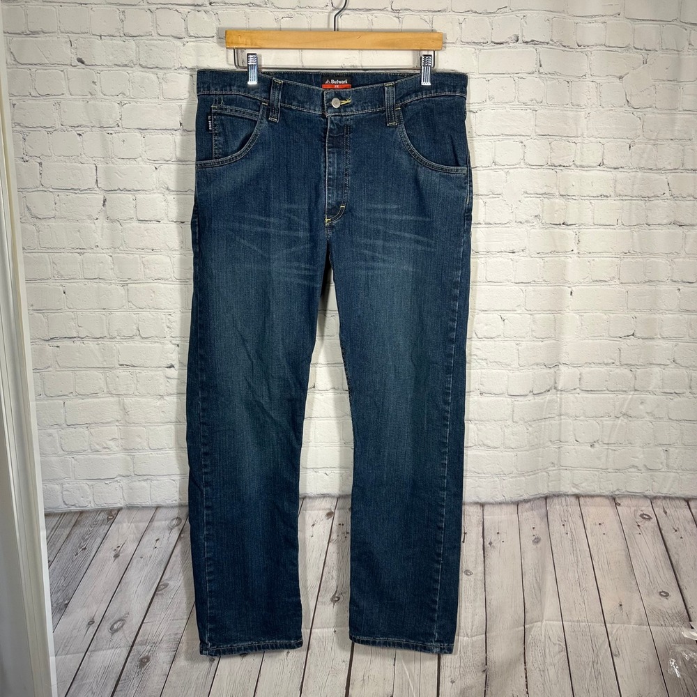 Bulwark FR Mens Flame‎ Resistant Work Jeans 36 Dark Wash CAT2 2112 Denim Pants